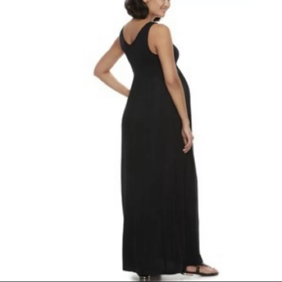Maternity A: Glow Knot Maxi Dress Black Sleeveless - Picture 2 of 6